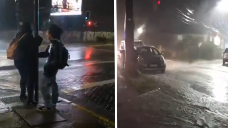 Sujeto abrazó poste por fuerte viento: Los impactantes registros que dejó el sistema frontal en Valdivia