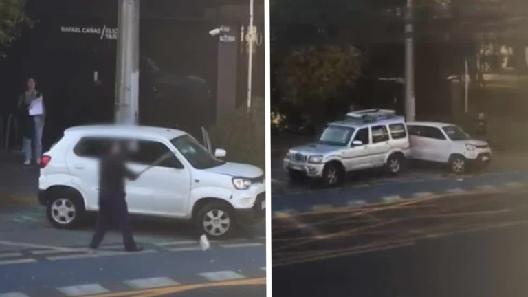 VIDEO | Choques, batazos y bastones: Conflicto vial terminó con pelea en Providencia