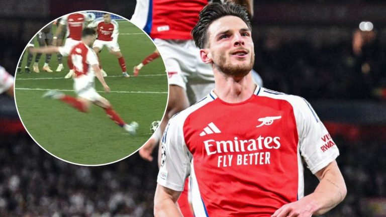 Mágico: El espectacular tiro libre de Declan Rice que aumentó ventaja del Arsenal ante Real Madrid