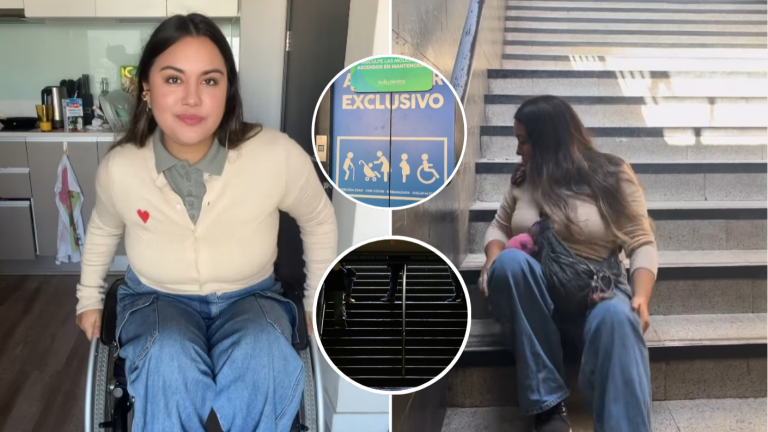 “Es denigrante”: Joven en silla de ruedas denuncia que debió arrastrarse por escaleras del Metro
