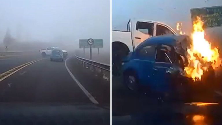 VIDEO | Violento choque entre camioneta y auto “escarabajo” en Puchuncaví: Hay un herido de gravedad