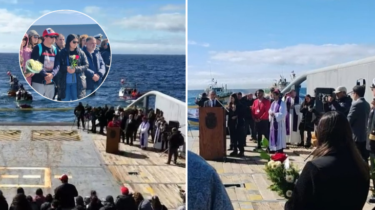 VIDEO | Con coronas de flores sobre el mar: familiares realizaron funeral simbólico a pescadores de lancha Bruma