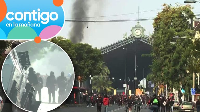 Registran desmanes en el centro de Santiago en medio de manifestaciones por el Día del Trabajador