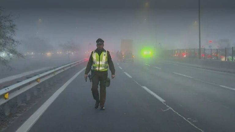 Choque múltiple y corte de tránsito en Vespucio Sur: Dos personas resultaron lesionadas