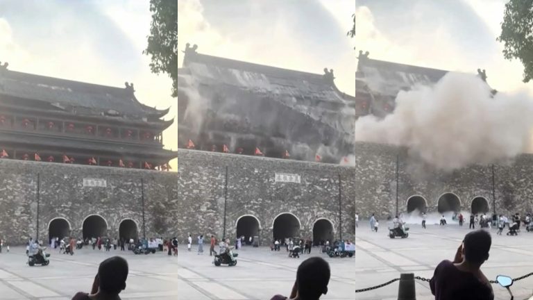 Construido en 1375: Este fue el momento en el que colapsó el histórico templo de Fengyang en China