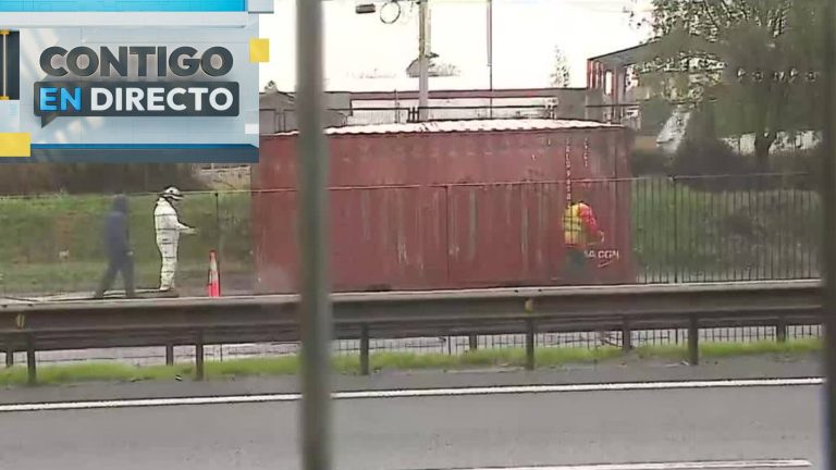 Caída de container desde un camión provocó alerta y precaución en la Ruta 5 en San Bernardo