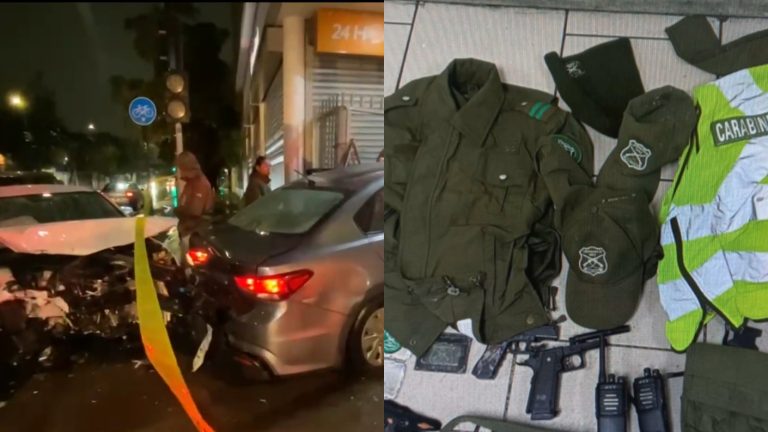 Detienen a tres falsos carabineros tras persecución en Santiago: Tenían uniformes y accesorios idénticos