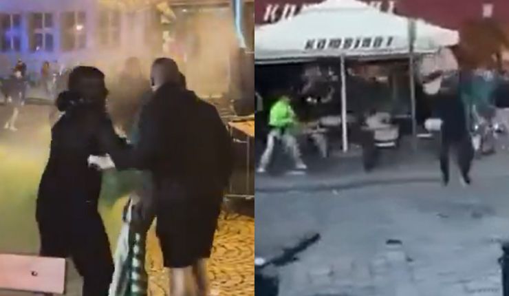 Golpes y sillazos: Hinchas del Betis y Chelsea se enfrentan antes de final de la Conference League