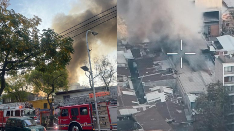 Alerta por desatado incendio en centro de Santiago: Columna de humo se ve desde varios sectores