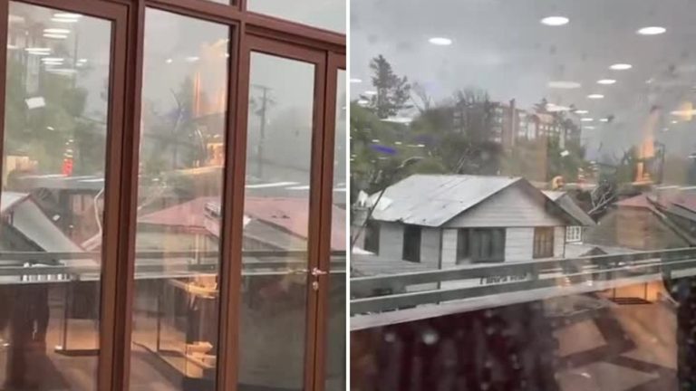 “¡Miren el techo!”: Nuevo registro muestra el paso del tornado desde un mall en Puerto Varas