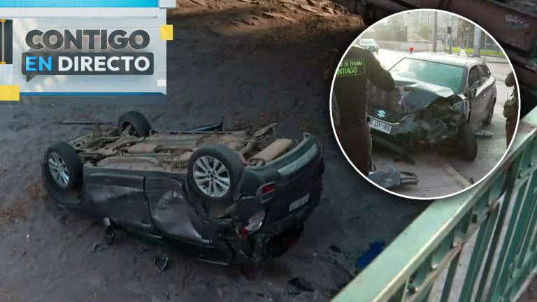 Vehículo cayó al río Mapocho tras accidente automovilístico