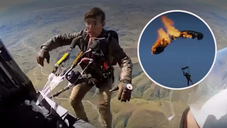 Se lanzó desde un helicóptero 16 veces seguidas: Tom Cruise logra Récord Guinness