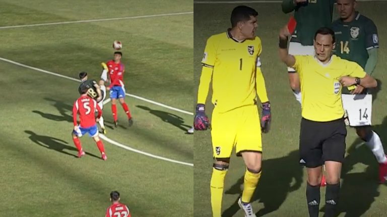 Bolivia se quedó con 10: El VAR llamó a Ostojich y el uruguayo mostró la roja tras patadón a Hormazábal