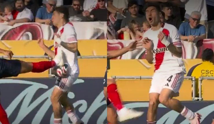 A las costillas: Todo River pidió roja por este planchazo de “Corcho” Rodríguez en Monterrey