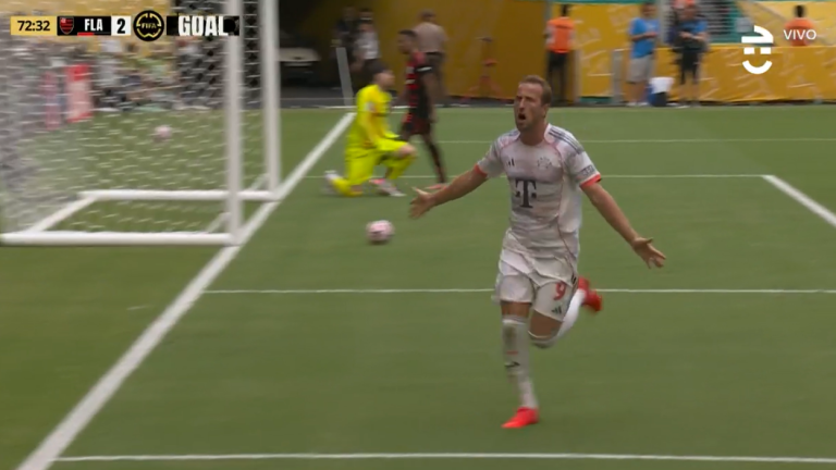 No perdona: Harry Kane marca el cuarto gol para el Bayern Múnich frente al Flamengo