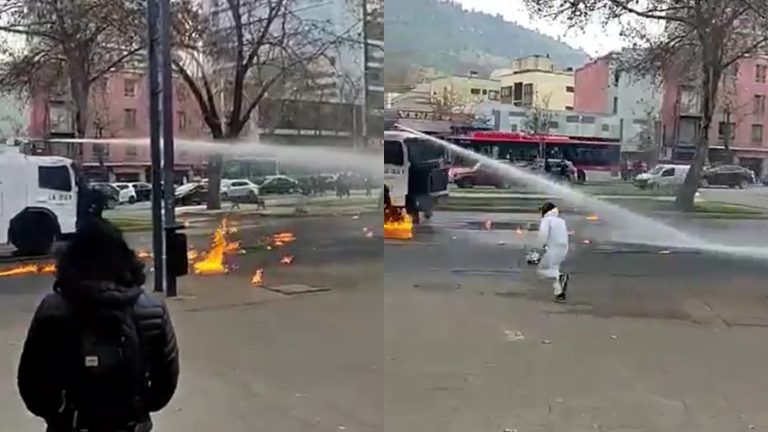 Registran incidentes y ataques con molotov a las afueras de Liceo Lastarria