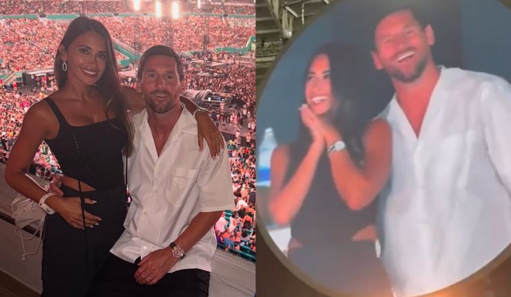 Sorprendidos: Lionel Messi y Antonela Roccuzzo aparecieron en la “Kiss Cam” de Coldplay