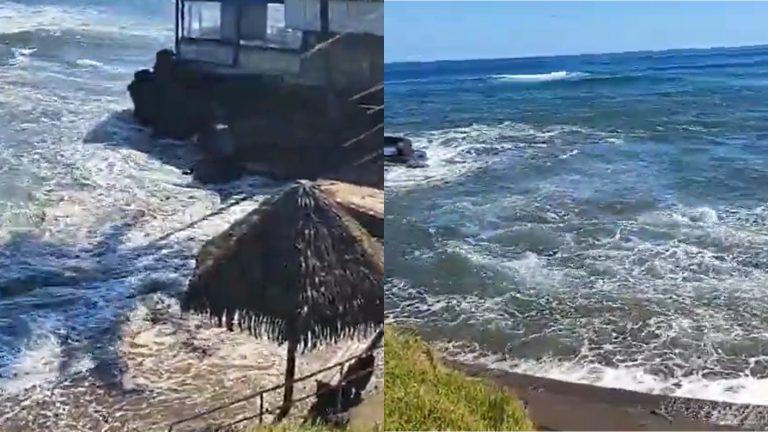 VIDEO | Reportan inundación total de playa Pea por tsunami en Rapa Nui