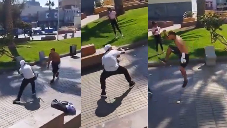 Con cuchillos en plena plaza: Video genera alarma en Antofagasta y autoridades reaccionan