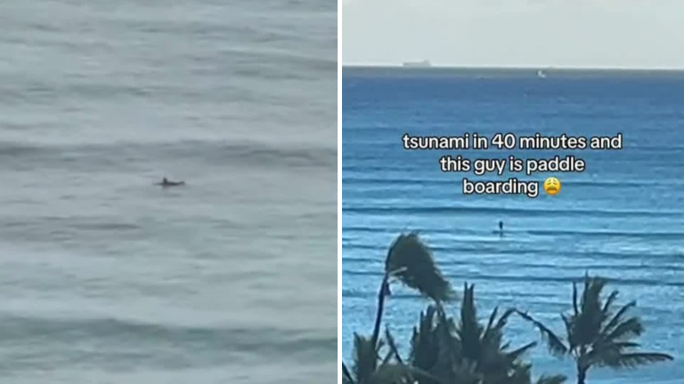VIDEO | No hicieron caso: Surfistas se lanzaron al mar pese a alerta de tsunami