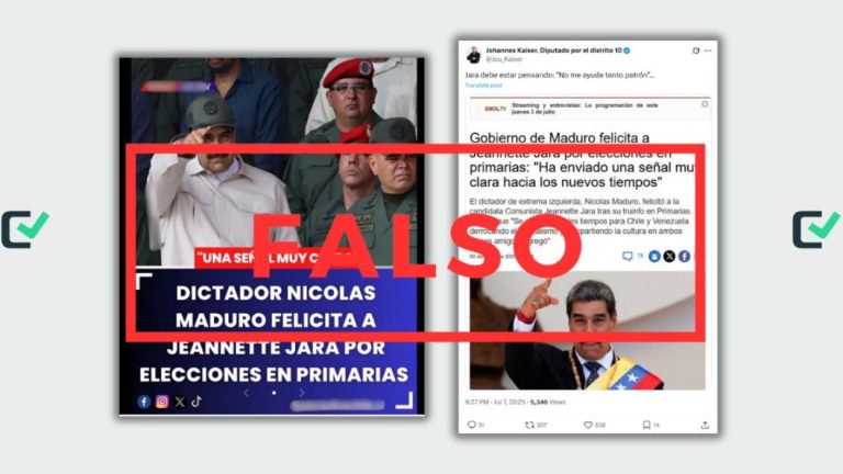 Es falso que Nicolás Maduro felicitó a Jeannette Jara por triunfo en primarias en Chile
