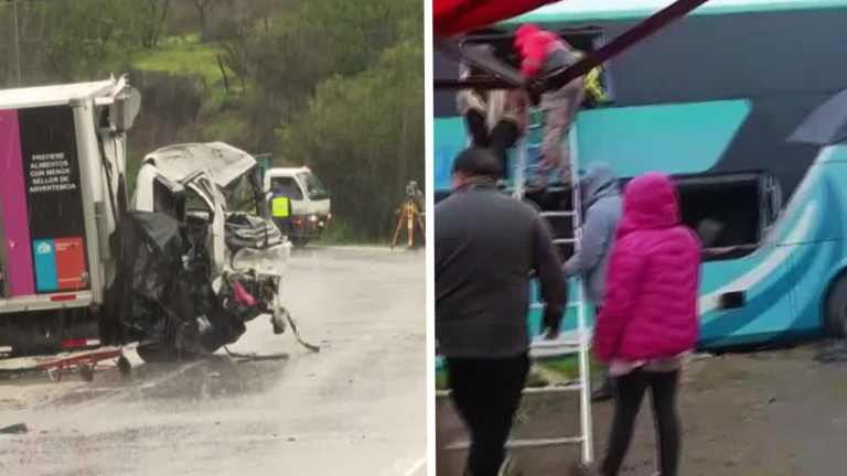 Un fallecido y al menos 15 lesionados tras choque entre bus y camión en ruta de Melipilla