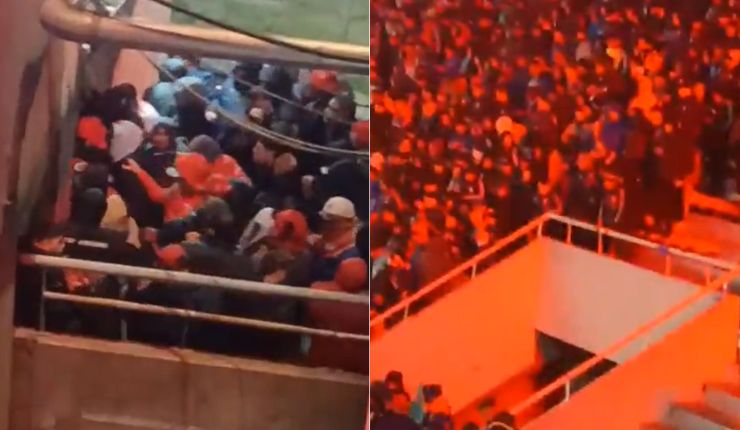 El momento en que hinchas de Independiente forzaron puerta para entrar a tribuna de la U