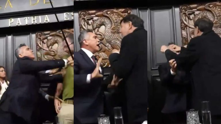 Golpes, empujones e insultos: Los virales videos de la batalla campal entre senadores en México