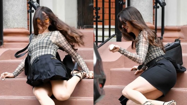 VIDEO | Así fue la estrepitosa caída de Anne Hathaway en pleno rodaje de película