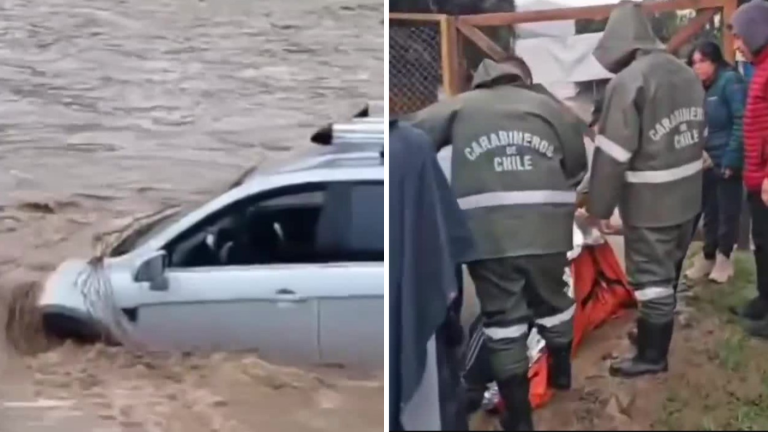 VIDEO | Auto fue arrastrado por un estero: Dramático rescate en medio de las lluvias en Coquimbo