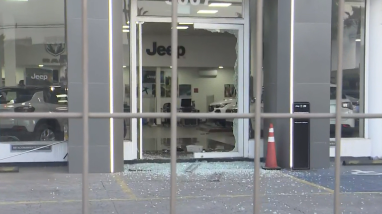 Hasta rompieron ventanales: Millonario robo de al menos 10 vehículos en automotora de Cerrillos