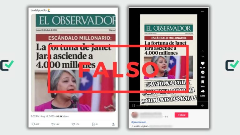 Es falsa la portada de El Observador de Uruguay sobre el patrimonio de Jeannette Jara