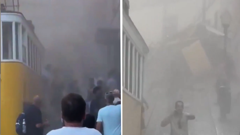 VIDEO | Captan evacuación de sobrevivientes en tragedia de tranvía descarrilado en Portugal