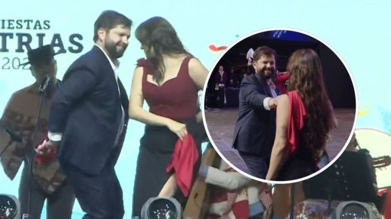 VIDEO | Con beso final: El pie de cueca del pdte. Boric y Paula Carrasco en fondas del Parque O'Higgins