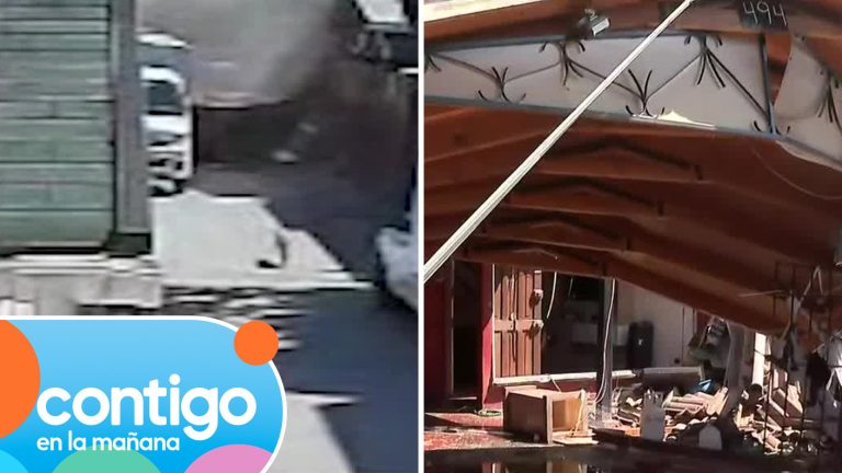 VIDEO | Impactante explosión por fuga de gas en Pudahuel fue captada por cámaras: Portón voló y gatito corrió