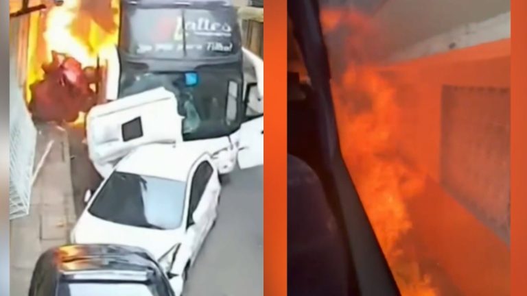Iban 57 alumnos a bordo: Bus escolar protagoniza impactante choque y se incendia en Porto Alegre