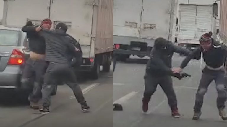 VIDEO | Así fue el momento exacto en que peoneta de camión que transportaba carne es baleado por delincuentes tras robo