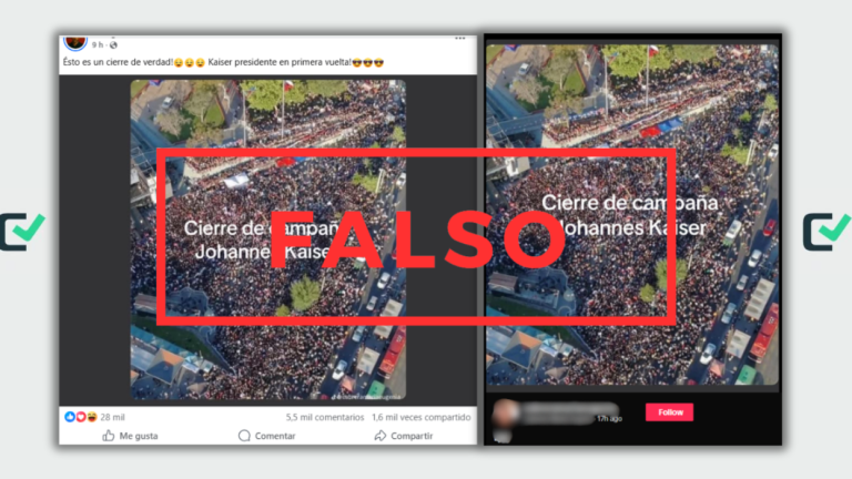 Una foto adjudicada al cierre de campaña de Johannes Kaiser corresponde al acto de Jeannette Jara