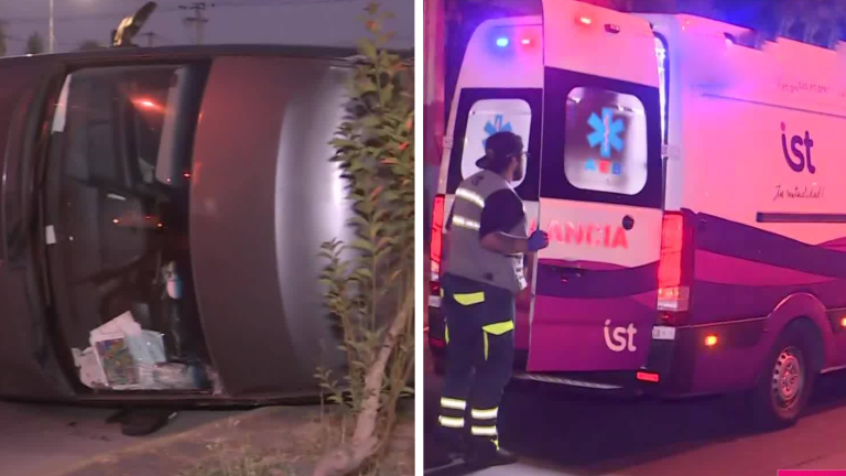 VIDEO | Chocó con camioneta y se volcó: Conductor dejó tres heridos y se dio a la fuga en La Pintana