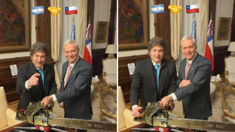 VIDEO | Kast y Milei posan con motosierra tras reunión en Argentina: “Si hay una buena noticia...”