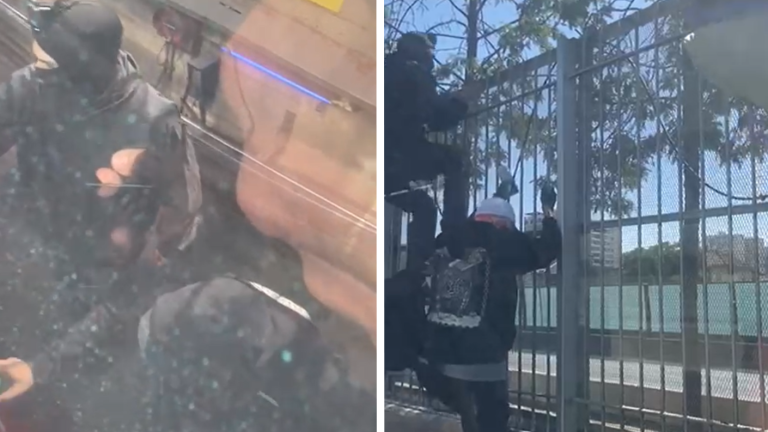VIDEO | Alarma en Línea 2 del Metro: Encapuchados detienen tren para rayar vagones