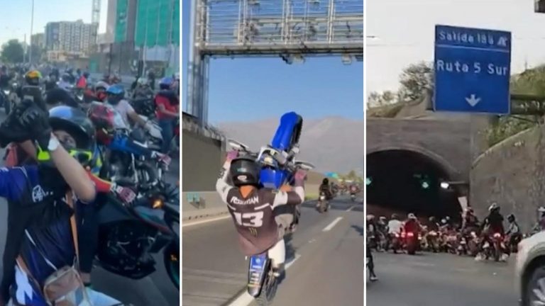 Motoqueros otra vez se tomaron autopistas en Santiago: Piruetas, exceso de velocidad y ruidos molestos