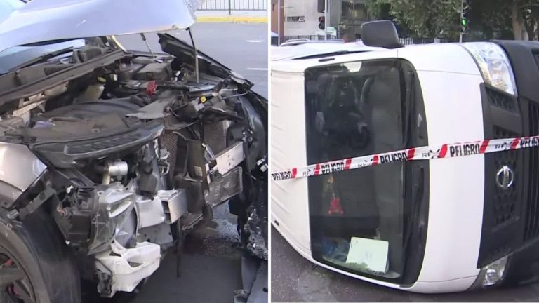 Triple choque en Santiago Centro: Uno de los conductores involucrados se saltó una luz roja