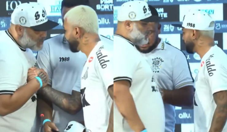 Insólito: Barra amenazó a Gabigol en plena presentación por su regreso al Santos