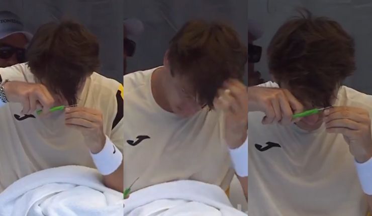 Quería un nuevo look: Rival de Alejandro Tabilo sorprende al cortarse el pelo en pleno partido