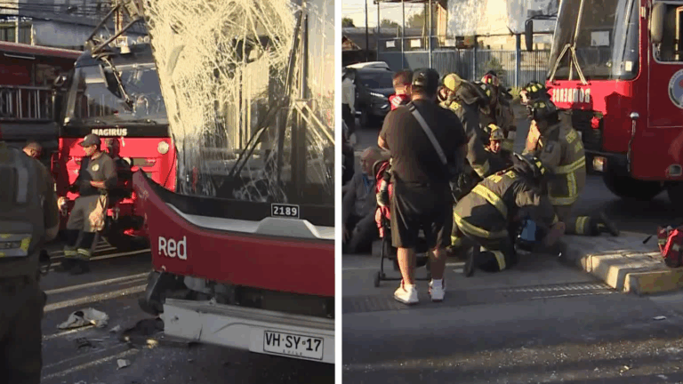 Impactante choque en Maipú deja decena de heridos: Trabajan en rescatar pasajeros atrapados