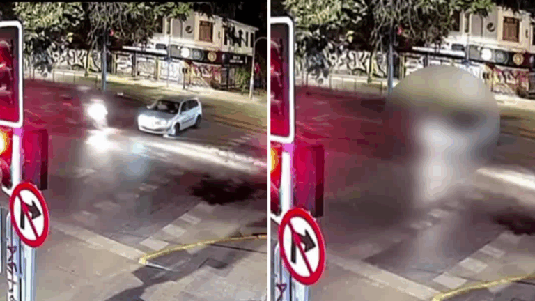 VIDEO | Captan momento exacto en que auto choca a carabinero en moto: Conductor iba ebrio