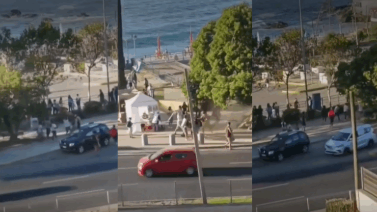 VIDEO | Alrededor de 20 involucrados: Captan masiva pelea en caleta Abarca