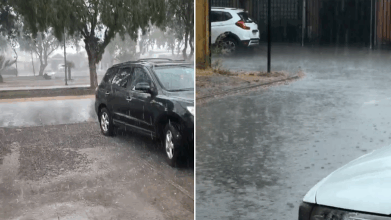 VIDEO | Con lluvias y granizos: Graban fuertes truenos por tormenta eléctrica en Santiago