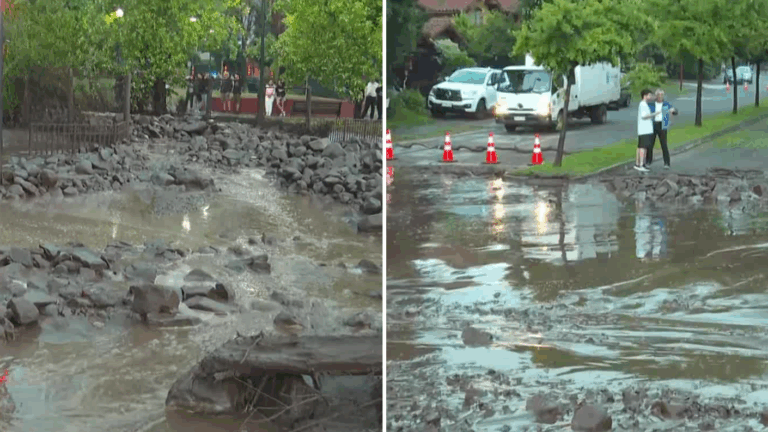 VIDEO | Más de 6 cuadras afectadas: Lluvia activó quebradas y deslizamiento de tierra en Las Condes